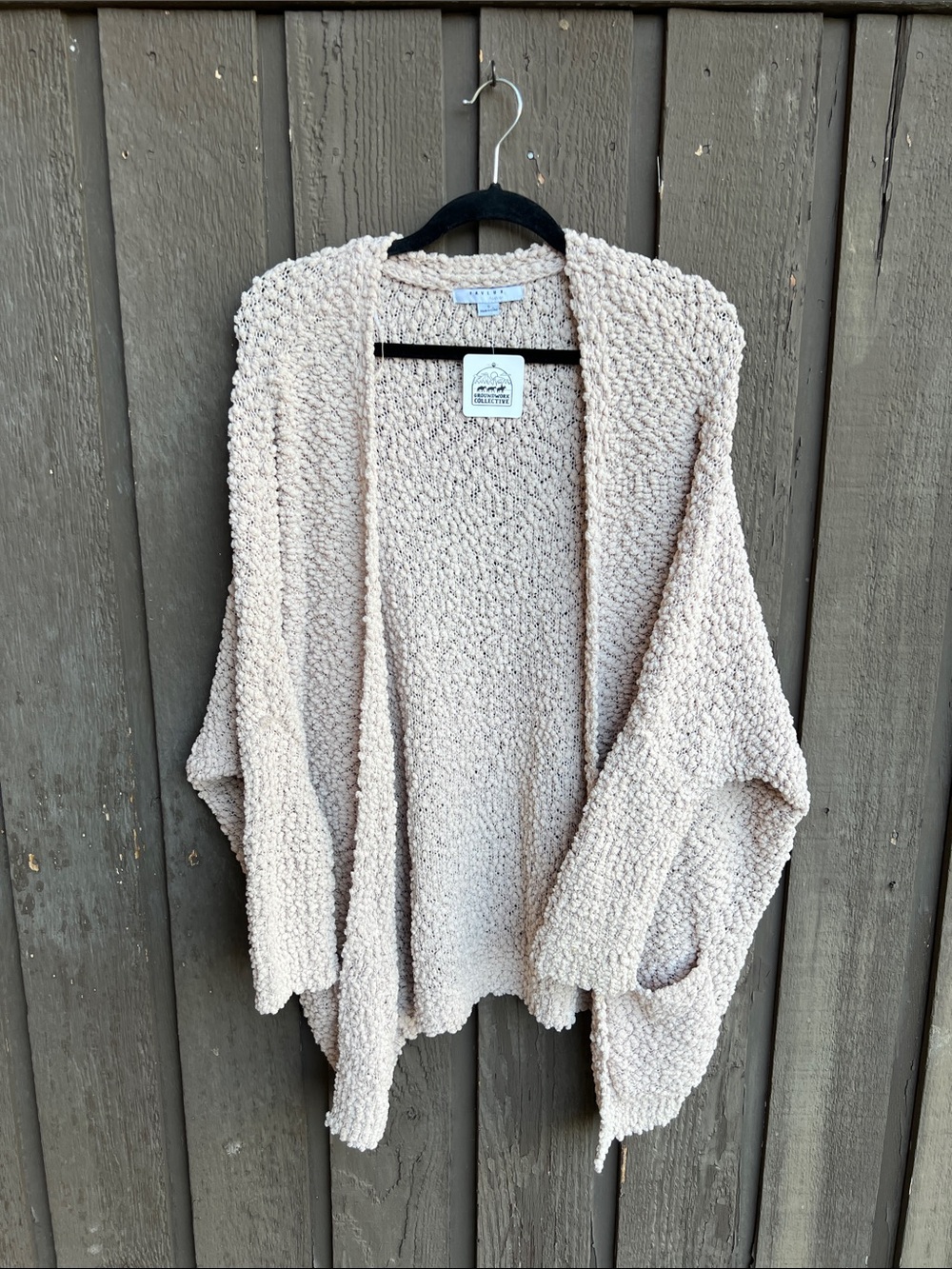 FAVLUX Bouclé Open-Front Cardigan - Light Beige
